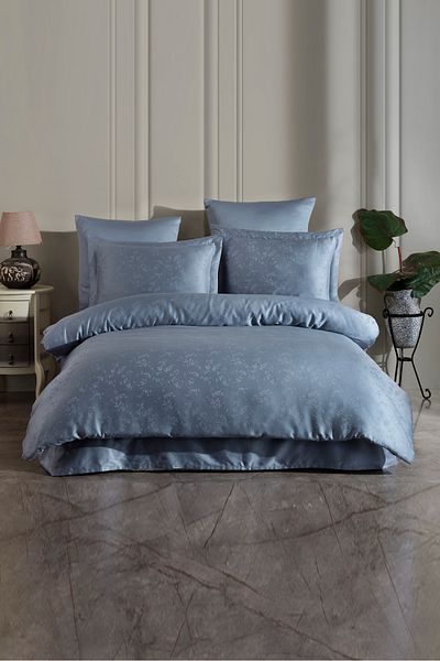 VAROL Set cuvertură de pilota Liyosel Jacquard King Size (Battal Size) - Eva Indigo