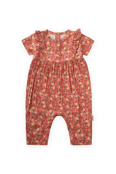 Cigit Floral Patterned Viscose Jumpsuit 0-3 Years Old Baby