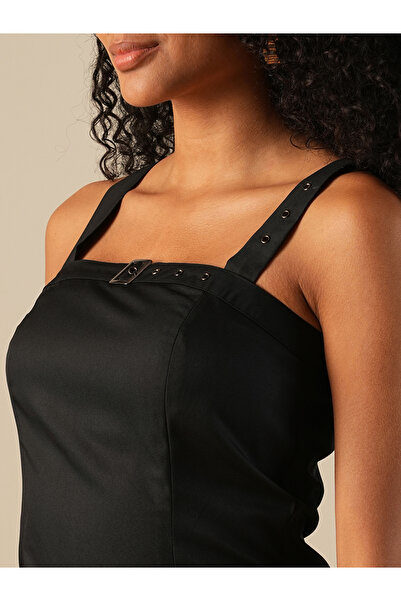 Globus By Styli Women Black Solid Strappy Sheath Midi Dress with Buckle Detail