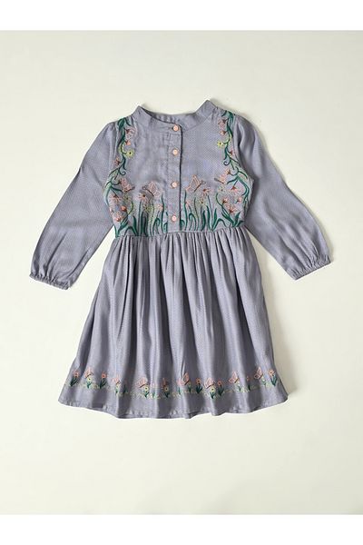Bella Moda By Styli Floral Embroidered Knee Length Dress