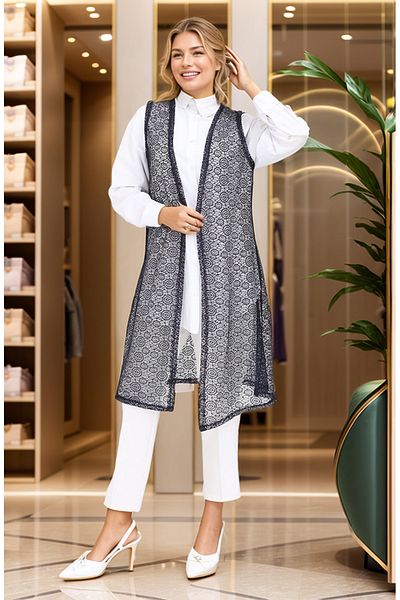 RESPİRO Lace Thin Soft Long Vest, Women's Vest, Mother's Vest