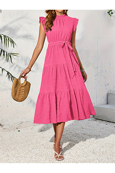 Take Two By Styli Ruffled Detail Sleeveless Tiered Midi Dress