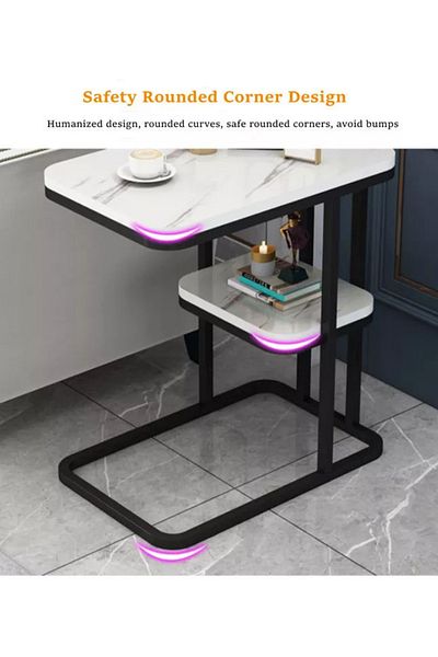 sharpdo 2 Tier Square End Table Sofa Side Table Living Room Small Coffee Table 50*30*60cm