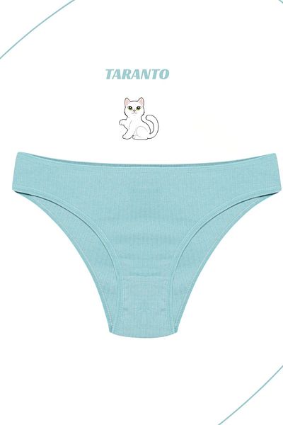MİSTİRİK Taranto Model High Waist Ribbed Flexible Cotton Slip Panties Light Water Green Color
