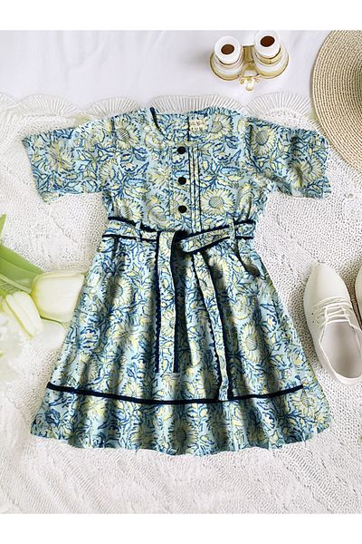 Bella Moda By Styli All-Over Print Short Sleeve Cotton Dress
