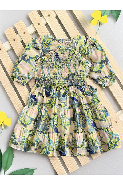 Bella Moda By Styli Floral Print Puff Sleeve Knee-Length Dress