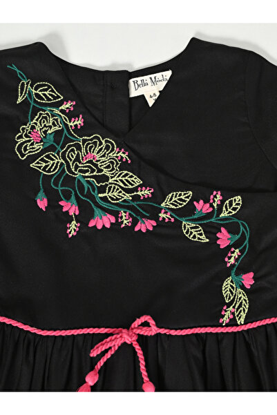 Bella Moda By Styli Floral Embroidered Wrap Knee-Length Dress