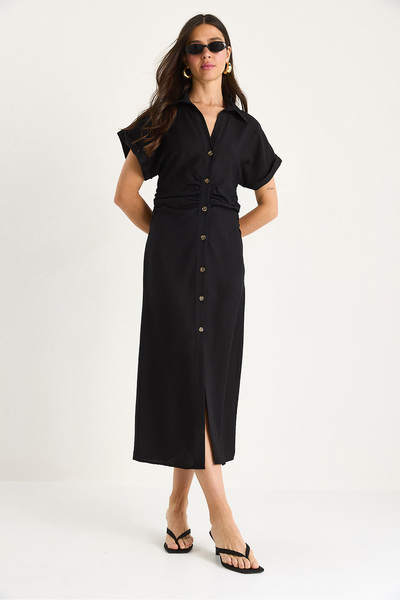 Bianco Lucci Women's Side Draped Midi Length V-Neck Wrap Dress 25-074 60283431