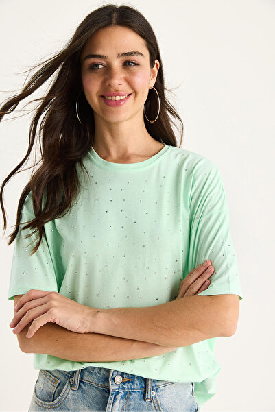 Bianco Lucci Γυναικείο μπλουζάκι με κοντό μανίκι με λεπτομέρεια ποδηλάτου 3028 60283149