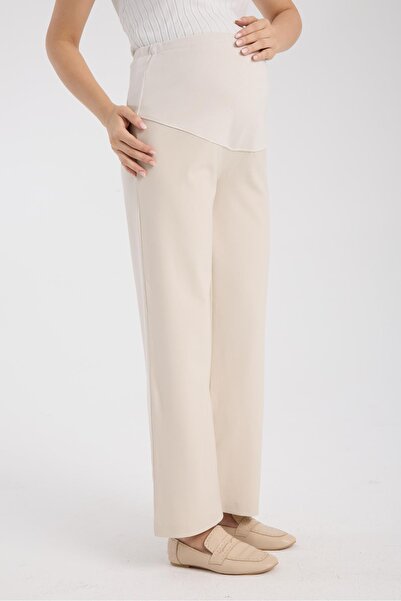 Işşıl IŞŞIL 4564-Esnek Karın Banlı Hamile Giyim Bol Paça Kumaş Pantolon