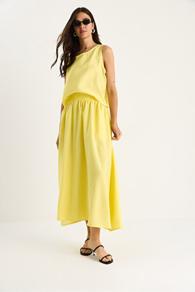 Bianco Lucci Women's Thick Strap Blouse Elastic Waist Skirt Modal Suit 60283447