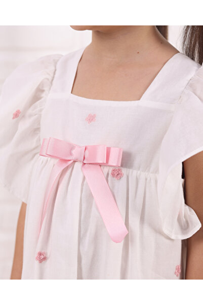 Serkon BABY Patterned 100% Cotton Lined Ruffle Girl's Dress