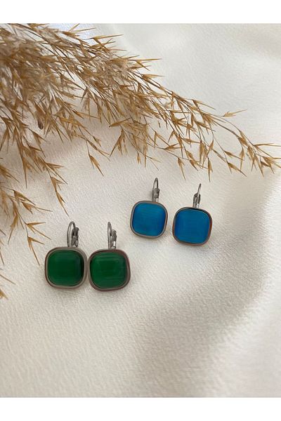 stainless steell Square Cut Steel Earrings