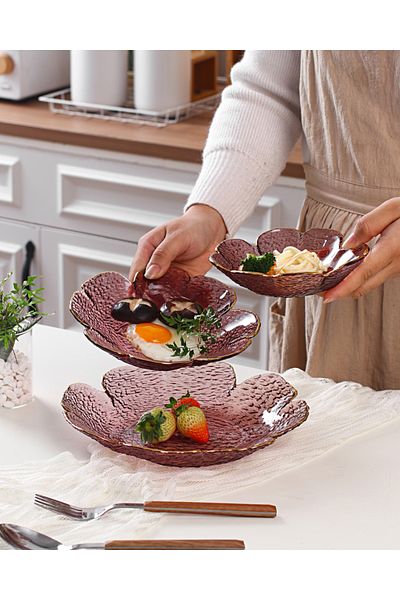 sharpdo Three Pieces Creative Clover Hammer Phnom Penh Household Glass Plate