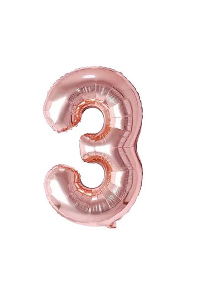 Maxee birthday balloon, number 3, pink, 40 cm