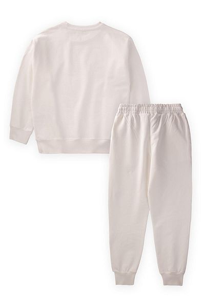 Cigit Embroidered Sweatshirt Set 9-14 Years Off White