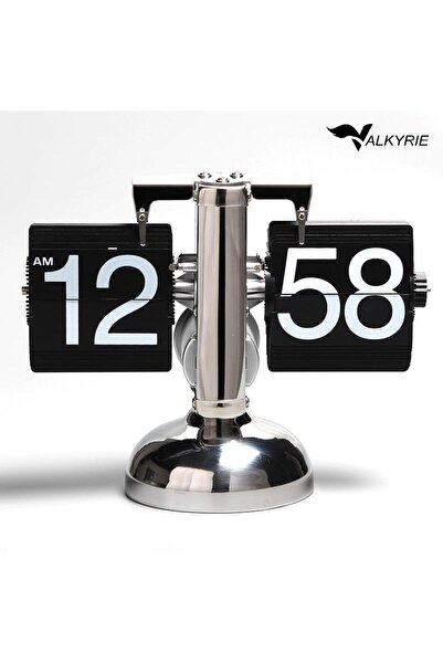 valkyrie Retro Metanik Yaprak Saat Ev Ofis Masa Saati Paslanmaz Çelik Tek Bacak Siyah