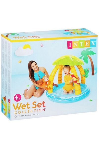 Intex مجموعة حوض سباحة للأطفال بتصميم جزيرة استوائية متعدد الألوان