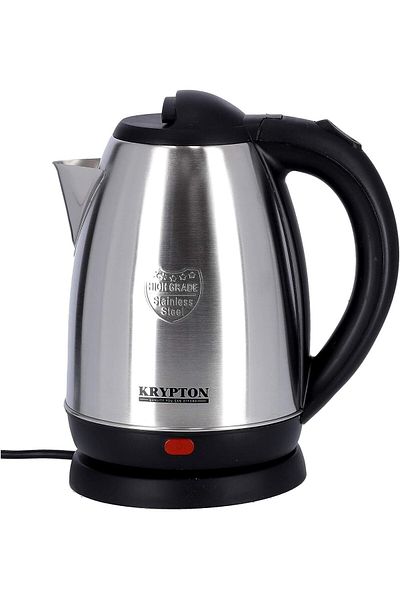 KRYPTON Steel Kettle, 1.8 Liters, Silver/Black