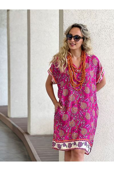Özgürbutik Viscose Slow Orchid Motifed Dress
