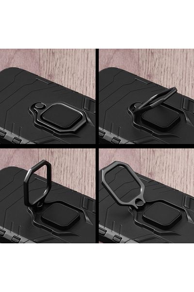 SKYDDAR INNOVATION Husă pentru Xiaomi 14 Ultra, protecție din silicon, cu inel magnetic, antișoc, set de autocolante, neagră