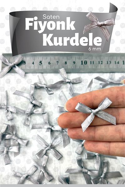 t tuğset etiket Bow Satin 6 mm Ribbon Bow Ribbon Ornament 50 Pieces -T1380