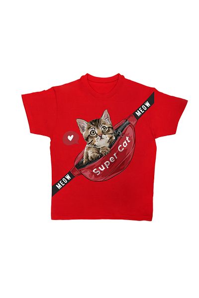 Touz Moda Super Cat Kids Design Unisex Μπλουζάκι Oversize