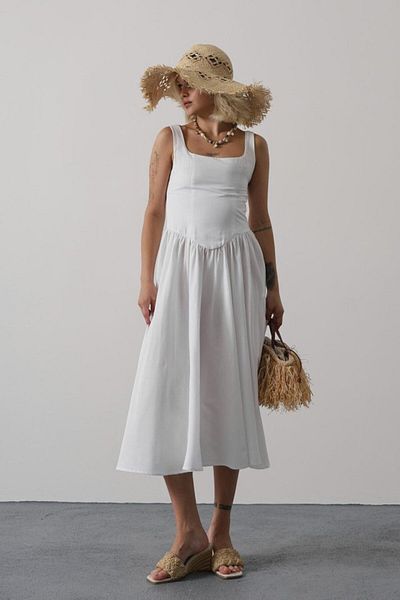 JANES Long Dress with Straps - White