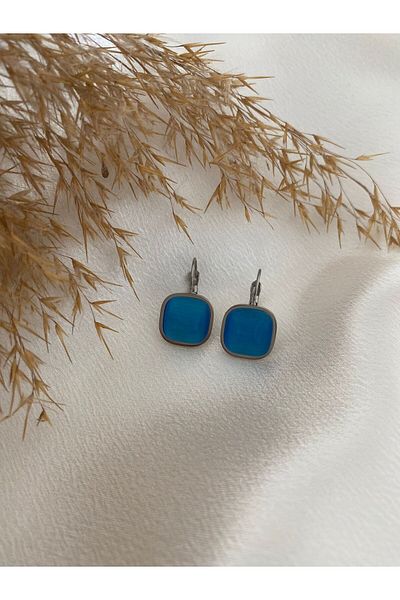 stainless steell Square Cut Steel Earrings