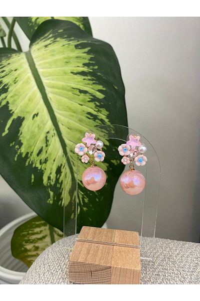BİJUTERİX Flower Earrings with Pearls