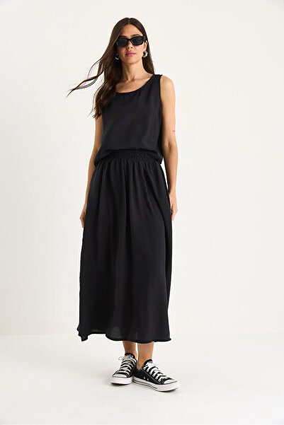 Bianco Lucci Women's Thick Strap Blouse Elastic Waist Skirt Modal Suit 60283447