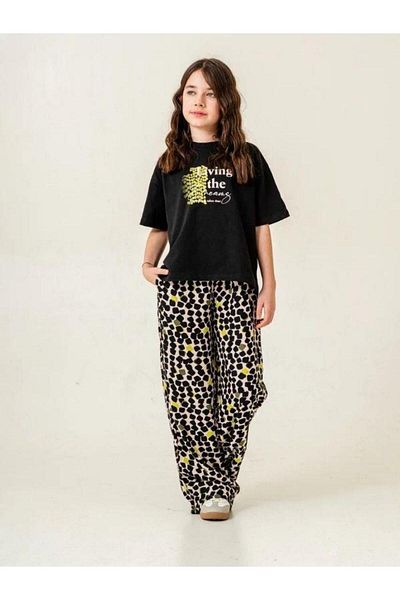 Zekids Girl's Cotton Patterned Trousers Suit