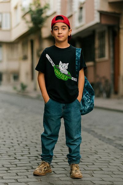 Touz Moda Cute Cat Kids Design Unisex Oversize T-Shirt