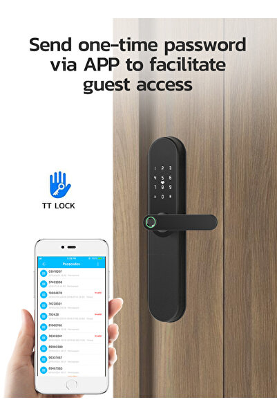 sharpdo Smart Fingerprint Electronic Door Lock, Fingerprint/Card/Key/Password/Bluetooth