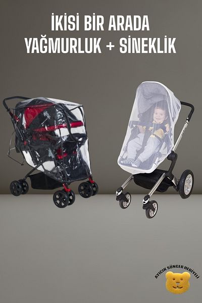 Tois Baby Elastic Baby Stroller Rain Cover / Stroller Fly Cover Compatible with All Baby Strollers