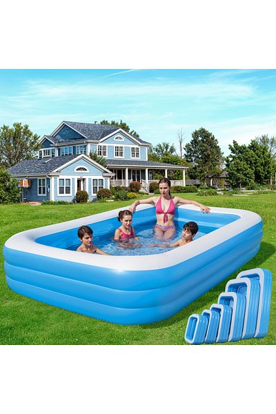 Deliny Summer Package: Inflatable Pool 200X150X55cm + Air Pump + 2 Water Guns + Beach Ball
