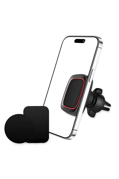 SKYDDAR INNOVATION Suport magnetic auto pentru grila de ventilație, rotație 360°, compatibilitate universală, (S4), negru roșu, set autocolante