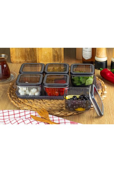 Crystal Ware Premium Leakproof Sealed Lid Set of 6 Midi Breakfast Set Anthracite F372