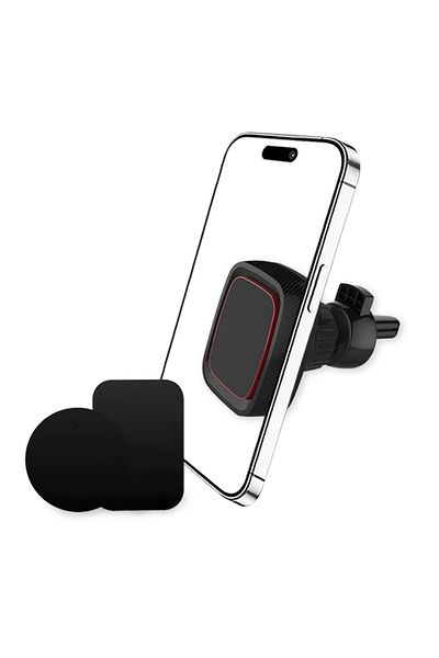 SKYDDAR INNOVATION Suport magnetic auto pentru grila de ventilație, rotație 360°, compatibilitate universală, (S5), negru roșu, set autocolante