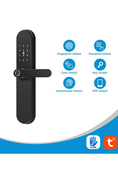 sharpdo Smart Fingerprint Electronic Door Lock, Fingerprint/Card/Key/Password/Bluetooth