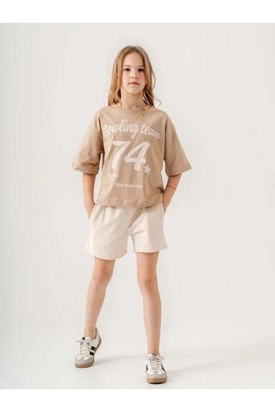 Zekids Girl's Cotton 74 Written Shorts Set