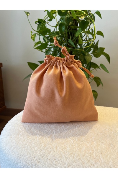 MEKİK BUTİK حقيبة صغيرة من الكتان السلمون - منظم حقيبة برباط - حقيبة مكياج - ...