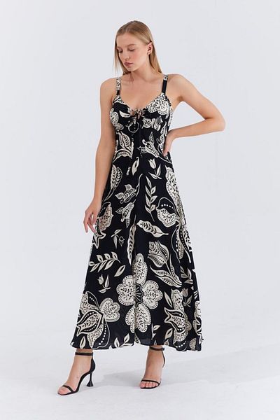 MRA Fashion Strappy Viscon Dress - Black
