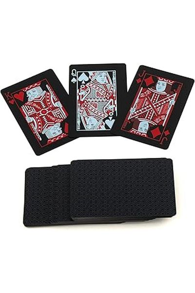 TBSProjects Spelt Playing Card Deck Vote Cards Waterproof Pvc Glossy Black Deck 8,7cm X 5,7cm 54 Pieces (