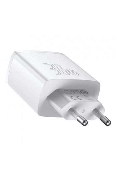 Baseus Compact wall charger, USB-C, PD, 30W and 2x USB-A, QC 3A, (CCXJ-E02) - White