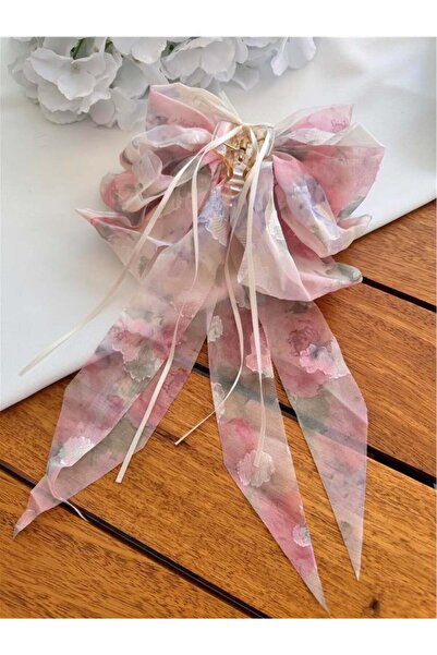 Pelin Aksesuar Pink Floral Large Bow Latch Buckle_2