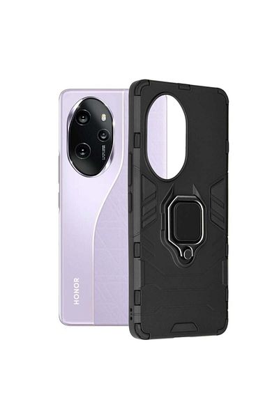 SKYDDAR INNOVATION Carcasă pentru Honor 100 Pro, protecție din silicon, cu inel magnetic, antișoc, set de autocolante, neagră