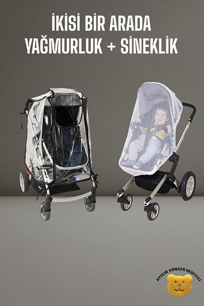 Tois Baby 2 in 1 Luxury Zippered Baby Stroller Raincoat + Stroller Fly Screen