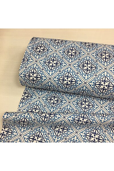 Renk Tekstil Çini Desenli Duck Keten Kumaş - Döşeme - Minder Kılıf - Masa Örtüsü - Hobi