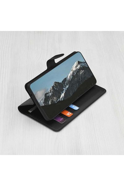 SKYDDAR INNOVATION Husă pentru iPhone 17, piele tip folio, cu portofel interior, finisaje premium, set de stickere, neagră